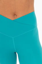 Teal Venice Crossover Waist Biker Shorts