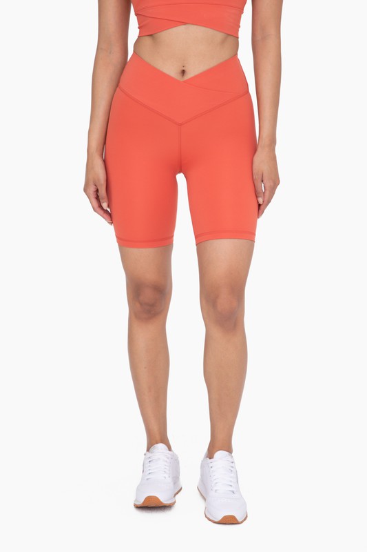 Winter Coral Venice Crossover Waist Biker Shorts