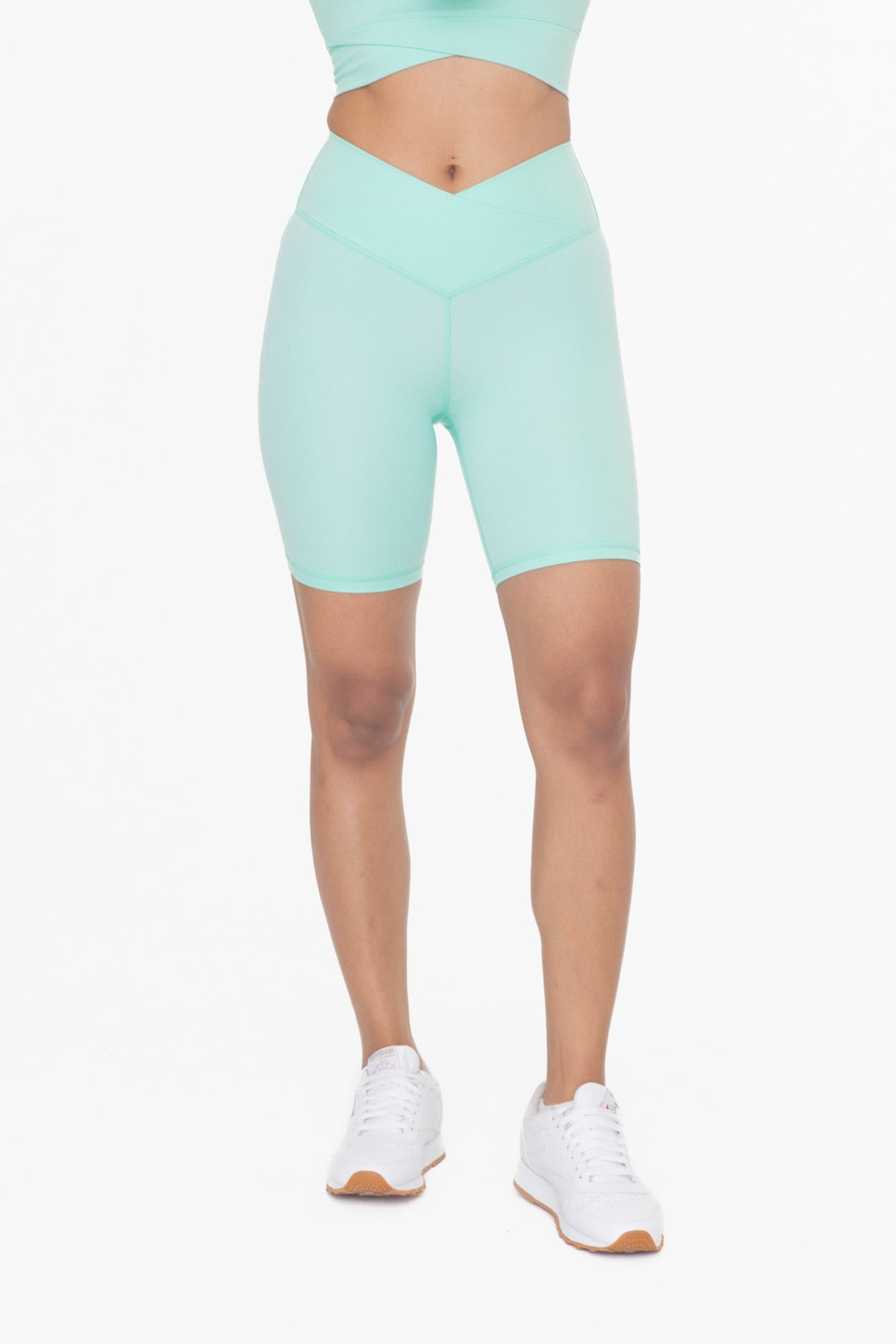 Ice Green Venice Crossover Waist Biker Shorts