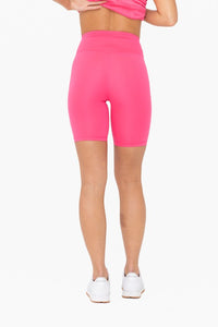 Hot Pink Venice Crossover Waist Biker Shorts