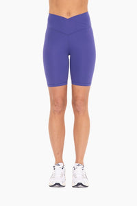 Orient Blue Venice Crossover Waist Biker Shorts