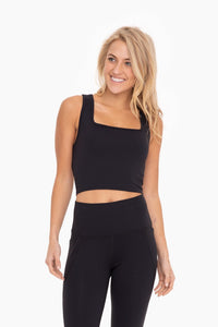 Black Lace Up Back Longline Active Tank