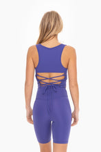 Orient Blue Lace Up Back Longline Active Tank