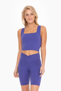Orient Blue Lace Up Back Longline Active Tank