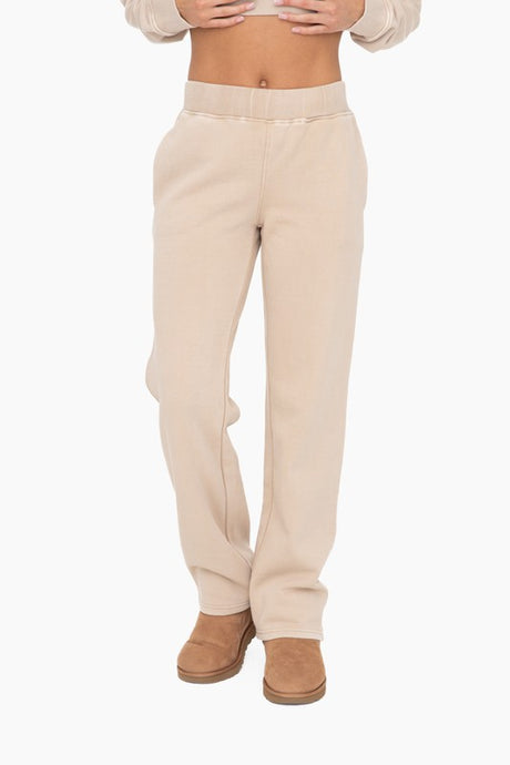 Taupe Straight Leg Vintage Fleece Lounge Pants