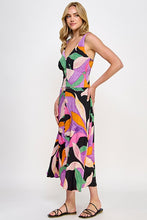 Black Multi Leaf Print Midi Dress
