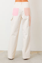 Ivory Color Block Straight Leg Denim Pants