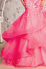 Hot Pink Sequin/Glitter Bustier Illusion Top Trumpet Dress