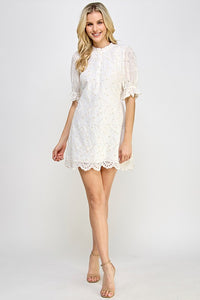 Off White Eyelet Mini Dress