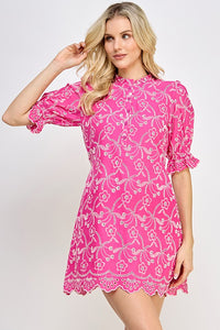 Hot Pink Eyelet Mini Dress