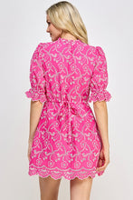 Hot Pink Eyelet Mini Dress