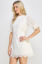 Off White Eyelet Mini Dress