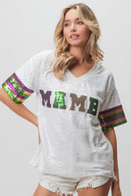 Off White Mardi Gras Mambo Sequin V Neck Top