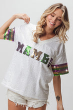 Off White Mardi Gras Mambo Sequin V Neck Top