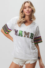 Off White Mardi Gras Mambo Sequin V Neck Top