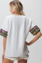 Off White Mardi Gras Mambo Sequin V Neck Top