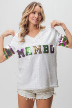 Off White Mardi Gras Mambo Sequin V Neck Top