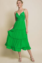 Apple Green Crochet Layered Panels Long Dress