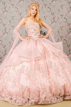 Blush Metallic Sequin Glitter Quinceanera Ball Gown