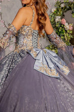 Gray Metallic 3D Butterfly Ribbon Quinceanera Ball Gown