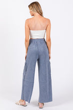 Denim Stretched Mineral Washed Cargo Pants