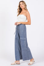 Denim Stretched Mineral Washed Cargo Pants