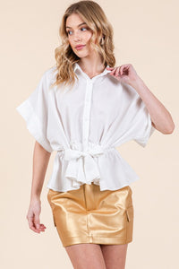 White Dropped Shoulder Sleeve Shirt