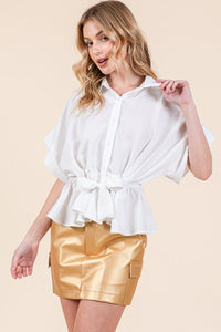 White Dropped Shoulder Sleeve Shirt