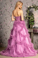 Purple Strapless Sweetheart Illusion Top A Line Ruffle Dress
