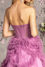 Purple Strapless Sweetheart Illusion Top A Line Ruffle Dress