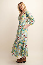 Green Zipper Front Print Midi Dress