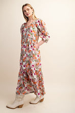 Dusty Pink Zipper Front Print Midi Dress