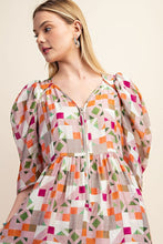 Dusty Pink Zipper Front Print Midi Dress