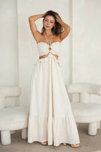 Ivory Cut-out Ruffled Maxi Halter Dress