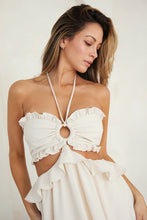 Ivory Cut-out Ruffled Maxi Halter Dress
