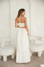 Ivory Cut-out Ruffled Maxi Halter Dress