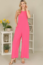 Pink Wide Leg Micro Ribbed Knit Jumpsuit