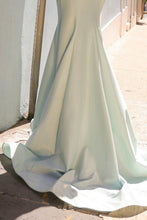 Sage Green Deep V Neck Embellished Top Metallic Mermaid Dress