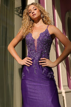 Plum Deep V Neck Embellished Top Metallic Mermaid Dress