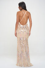 Champagne Multi Multicolor Sequin Maxi Dress