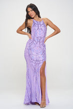 Lavender Multi Multicolor Sequin Maxi Dress