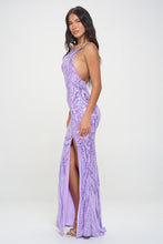Lavender Multi Multicolor Sequin Maxi Dress