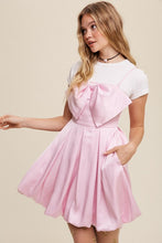 Baby Pink Bow Tie Mini Satin Dress