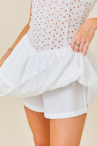 White Heart Neck White Lace Dress