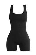 Black One Piece Ribbed Seamless Romper