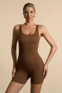 Coffee One Piece Ribbed Seamless Romper