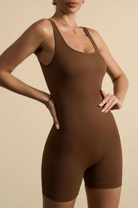 Coffee One Piece Ribbed Seamless Romper