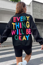 Black Slogan Graphic Drop Shoulder Sweatshirt