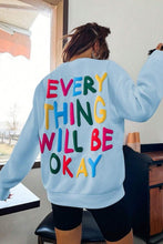 Blue Slogan Graphic Drop Shoulder Sweatshirt