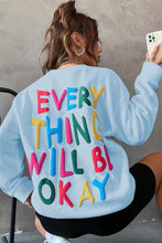 Blue Slogan Graphic Drop Shoulder Sweatshirt